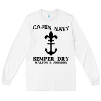White cajun navy Long Sleeve Tee - artisFamous