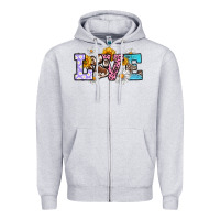 Heather Grey dog paw love Zipper Hoodie - RanaPortraitStore