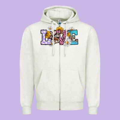 Dog Paw Love Zipper Hoodie Designed By Ranaportraitstore
