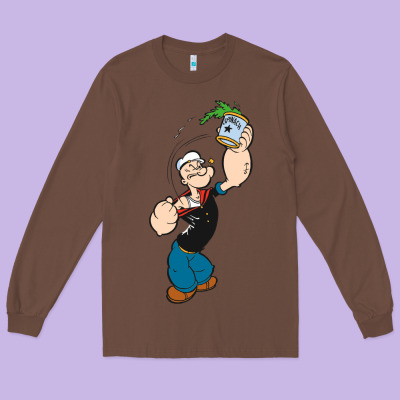Popeye Spinach Retro Mens Funny Long Sleeve Tee Designed By Artisfamous