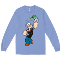 Colony Blue Popeye Spinach Retro Mens Funny Long Sleeve Tee - artisFamous
