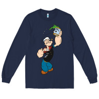 Navy Popeye Spinach Retro Mens Funny Long Sleeve Tee - artisFamous