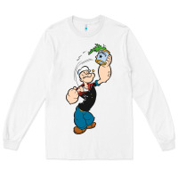 White Popeye Spinach Retro Mens Funny Long Sleeve Tee - artisFamous