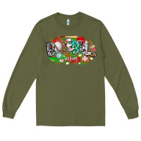 Army Green baseball vibes Long Sleeve Tee - CowhideDigitalArt