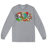 Heather Grey baseball vibes Long Sleeve Tee - CowhideDigitalArt