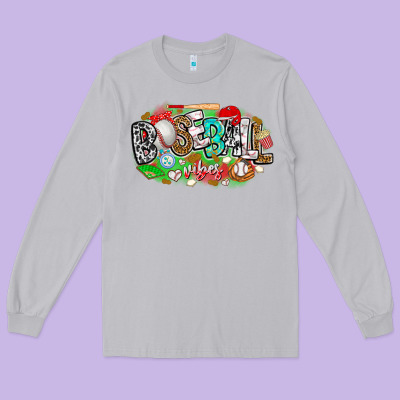 Baseball Vibes Long Sleeve Tee Designed By Cowhidedigitalart