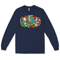 Navy baseball vibes Long Sleeve Tee - CowhideDigitalArt