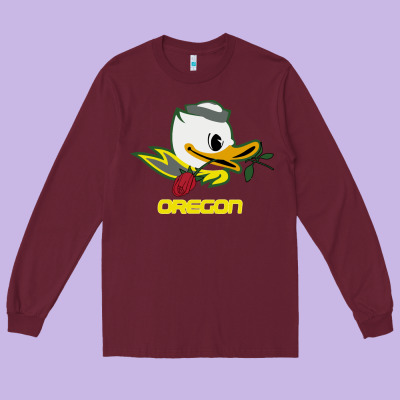 Throwback Oregon Long Sleeve Tee Designed By Artisfamous