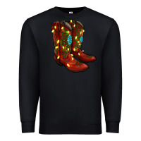 Black Western Christmas Boots Premium Sweatshirt - RanaPortraitStore