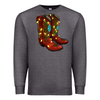 Charcoal Heather Western Christmas Boots Premium Sweatshirt - RanaPortraitStore