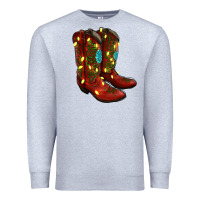 Heather Grey Western Christmas Boots Premium Sweatshirt - RanaPortraitStore