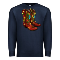 Navy Western Christmas Boots Premium Sweatshirt - RanaPortraitStore