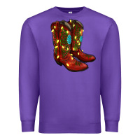 Purple Western Christmas Boots Premium Sweatshirt - RanaPortraitStore