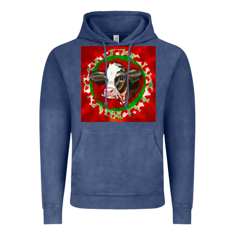 Christmas Holstein Calf Face Vintage Hoodie by LillyAllenDesigns | Teevron