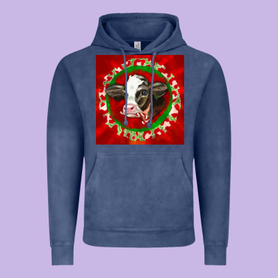 Christmas Holstein Calf Face Vintage Hoodie Designed By Lillyallendesigns