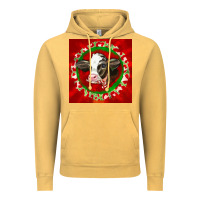 Vintage Mustard christmas holstein calf face Vintage Hoodie - LillyAllenDesigns