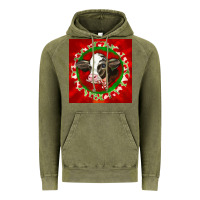 Vintage Olive christmas holstein calf face Vintage Hoodie - LillyAllenDesigns