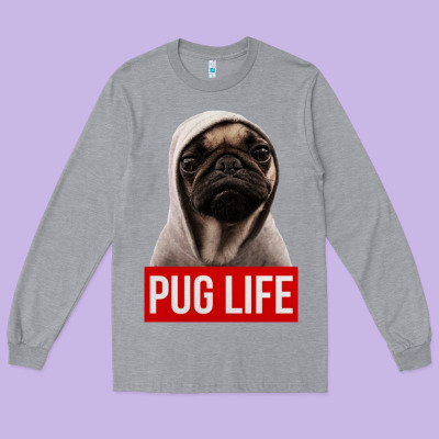 Pug Life Long Sleeve Tee Designed By Artisfamous