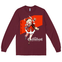 Burgundy Genshin Impact Klee Long Sleeve Tee - artisFamous