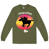 Army Green neil crazy horse Long Sleeve Tee - artisFamous