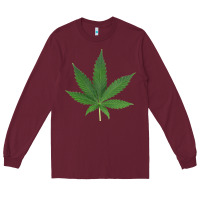 Burgundy Weed leaf Long Sleeve Tee - artisFamous