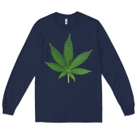 Navy Weed leaf Long Sleeve Tee - artisFamous