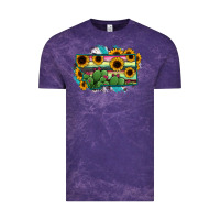 Cloud Purple Montana Map Sunflower Cactus Serape Vintage Tee - RanaPortraitStore