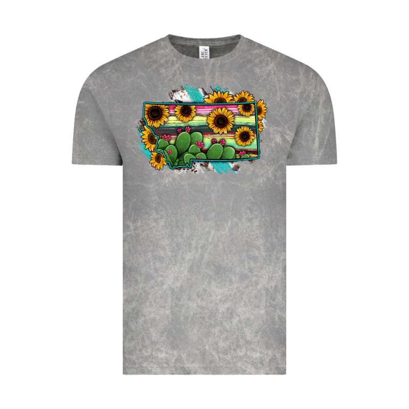 Montana Map Sunflower Cactus Serape Vintage Tee by RanaPortraitStore | Teevron