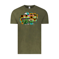 Vintage Olive Montana Map Sunflower Cactus Serape Vintage Tee - RanaPortraitStore