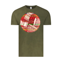 Vintage Olive african fabric pattern round earrings 2 Vintage Tee - BundleAndBundleShop