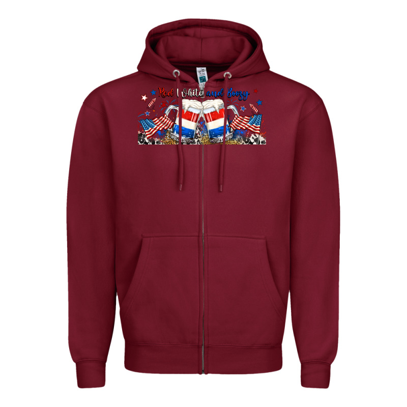 Red White And Boozy Libbey Glass Zipper Hoodie by RanaPortraitStore | Teevron