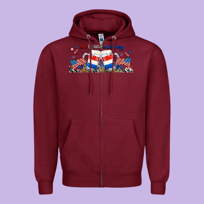 Red White And Boozy Libbey Glass Zipper Hoodie Designed By Ranaportraitstore