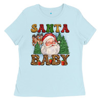 Baby Blue santa baby Ladies Tee - FaDigitalArtStudio