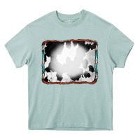 Arona Cowhide Background with Bleach Serape Frame Heavy Core Tee - CowCowDesign