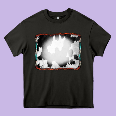 Cowhide Background With Bleach Serape Frame Heavy Core Tee Designed By Cowcowdesign
