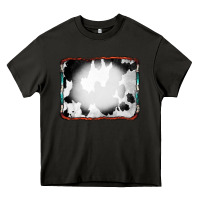 Asphalt Cowhide Background with Bleach Serape Frame Heavy Core Tee - CowCowDesign