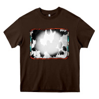Chocolate Brown Cowhide Background with Bleach Serape Frame Heavy Core Tee - CowCowDesign