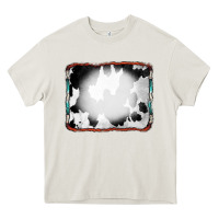 Cream Cowhide Background with Bleach Serape Frame Heavy Core Tee - CowCowDesign