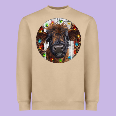 Western Christmas Calf Heavyweight Sweatshirt Designed By Ranaportraitstore