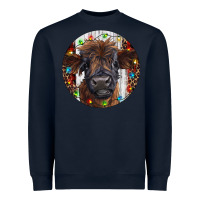 Navy Western Christmas Calf Heavyweight Sweatshirt - RanaPortraitStore