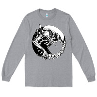 Heather Grey xenomorph Long Sleeve Tee - artisFamous
