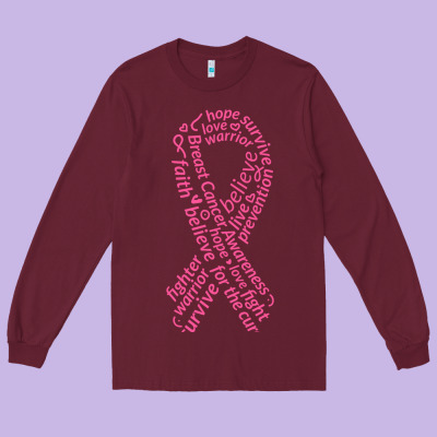 Pink Ribbon Long Sleeve Tee Designed By Artisfamous