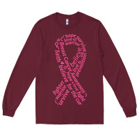 Burgundy Pink Ribbon Long Sleeve Tee - artisFamous