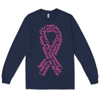 Navy Pink Ribbon Long Sleeve Tee - artisFamous