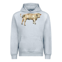 Heather Grey charolais bull Urban Hoodie - RanaPortraitStore