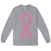 Heather Grey Pink Ribbon Long Sleeve Tee - artisFamous