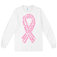 White Pink Ribbon Long Sleeve Tee - artisFamous