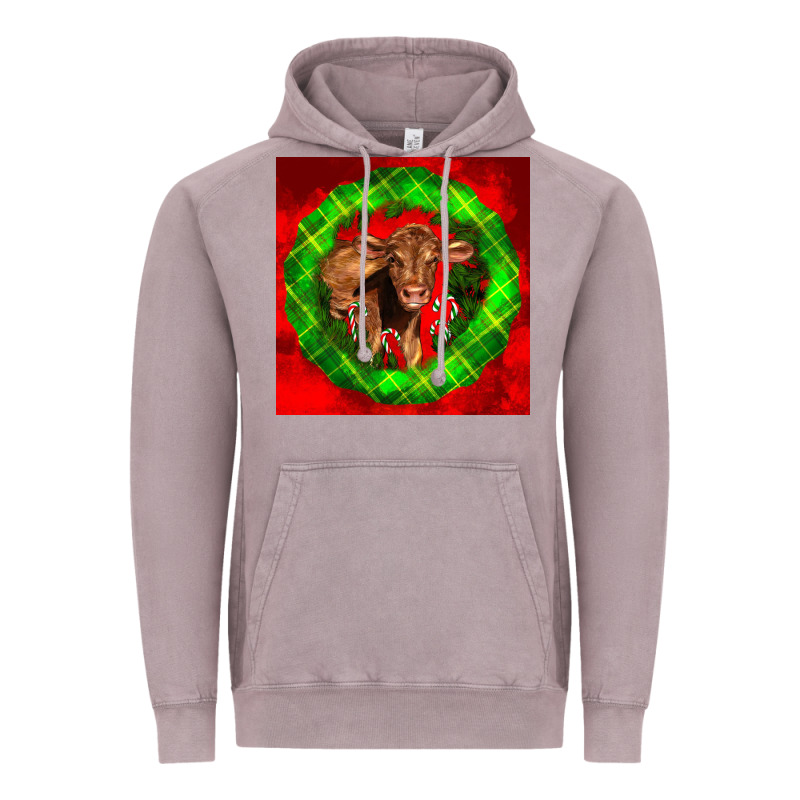 Christmas Red Angus Calf Vintage Hoodie by LillyAllenDesigns | Teevron