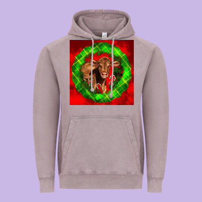 Christmas Red Angus Calf Vintage Hoodie Designed By Lillyallendesigns