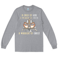 Heather Grey child of god woman of faith warrior of christ Long Sleeve Tee - artisFamous